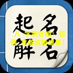 八  字测合婚：你俩  准备结婚速看！